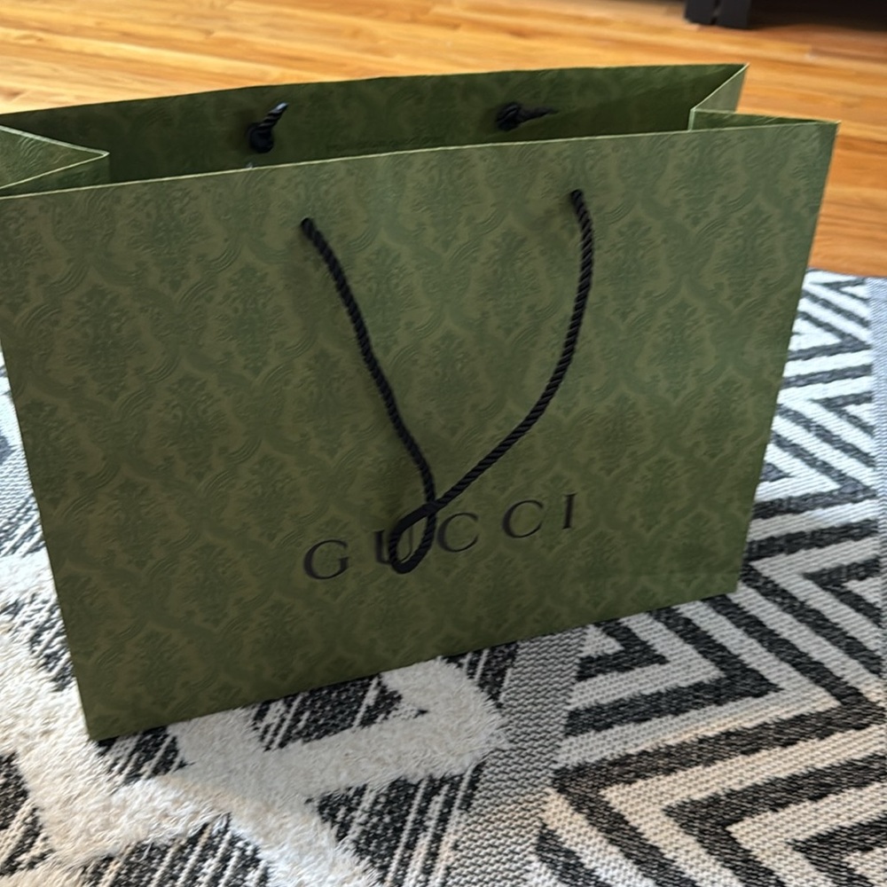 Gucci Green Embossed Large Shopping Bag NEW size 14H x 19W x 7 D